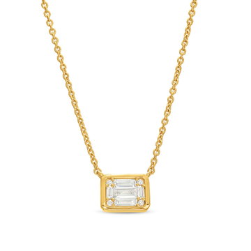 Petite Bezel Diamond Mosaic Pendant In Yellow Gold 14K