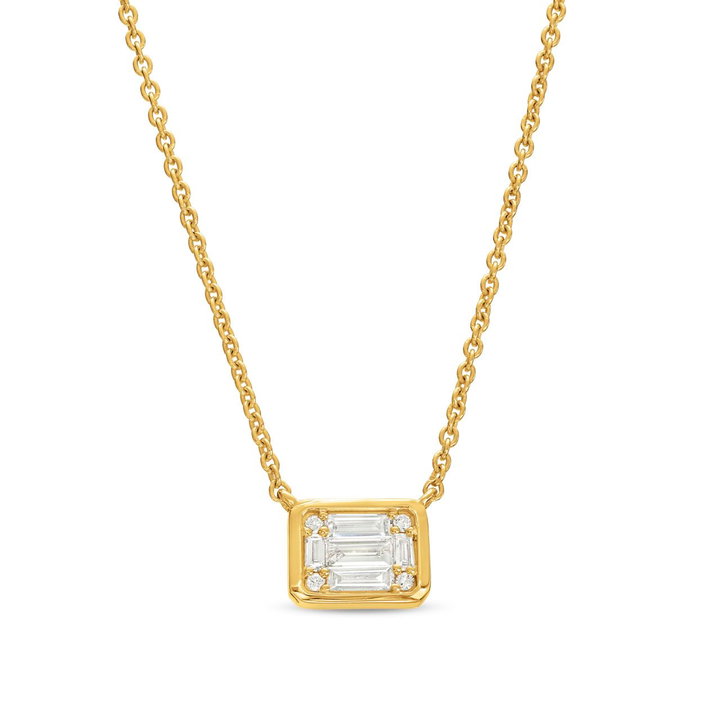 Petite Bezel Diamond Mosaic Pendant In Yellow Gold 14K