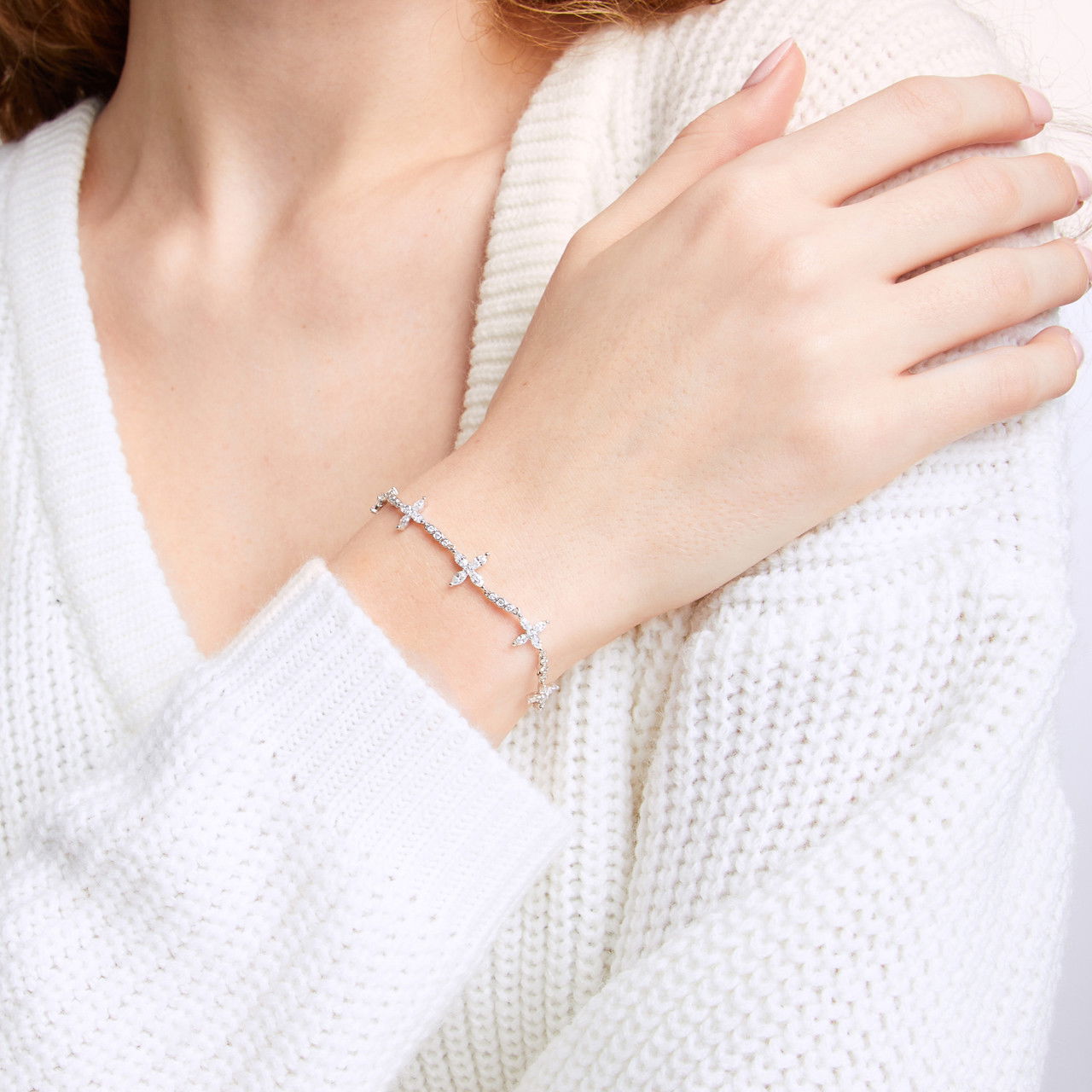 Marquise and Round Diamond Station Bracelet
