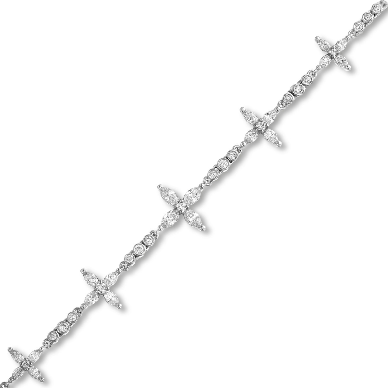 Marquise and Round Diamond Station Bracelet