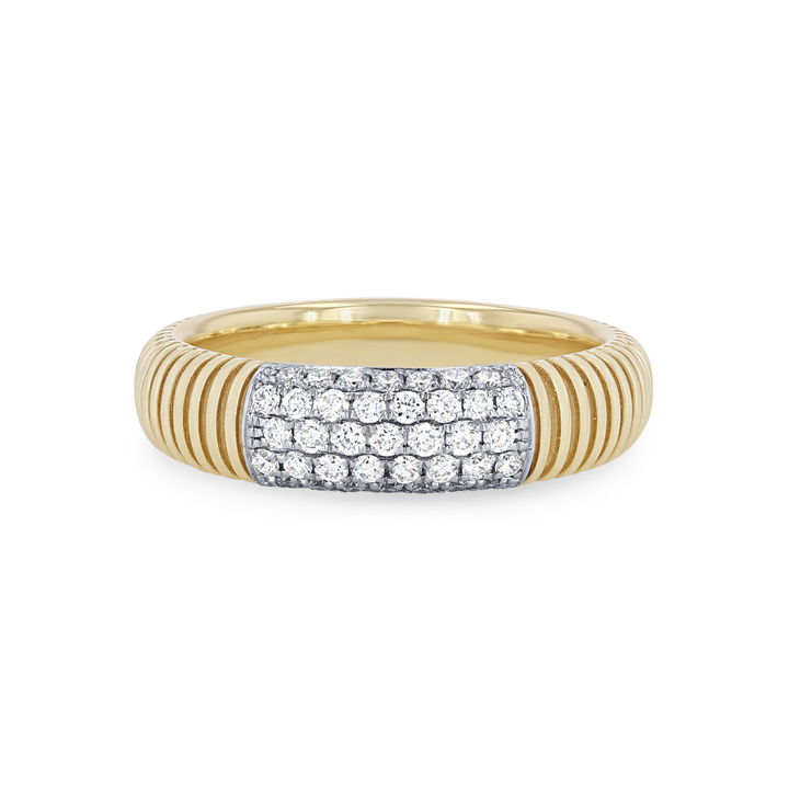 White And Yellow Gold 18K Simon G. Diamond Dome Textured Ring