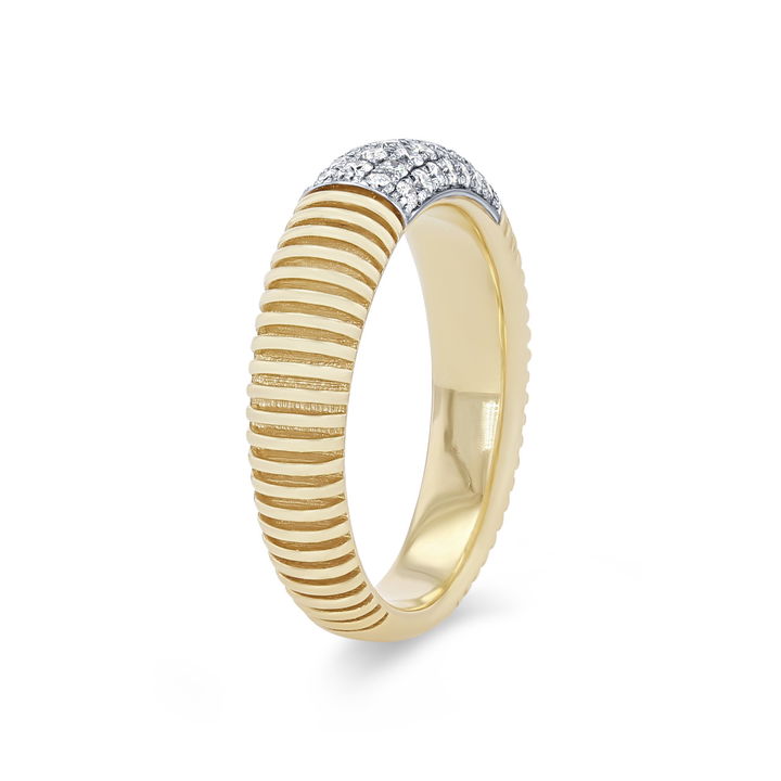 White And Yellow Gold 18K Simon G. Diamond Dome Textured Ring