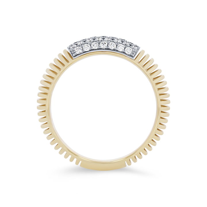 White And Yellow Gold 18K Simon G. Diamond Dome Textured Ring