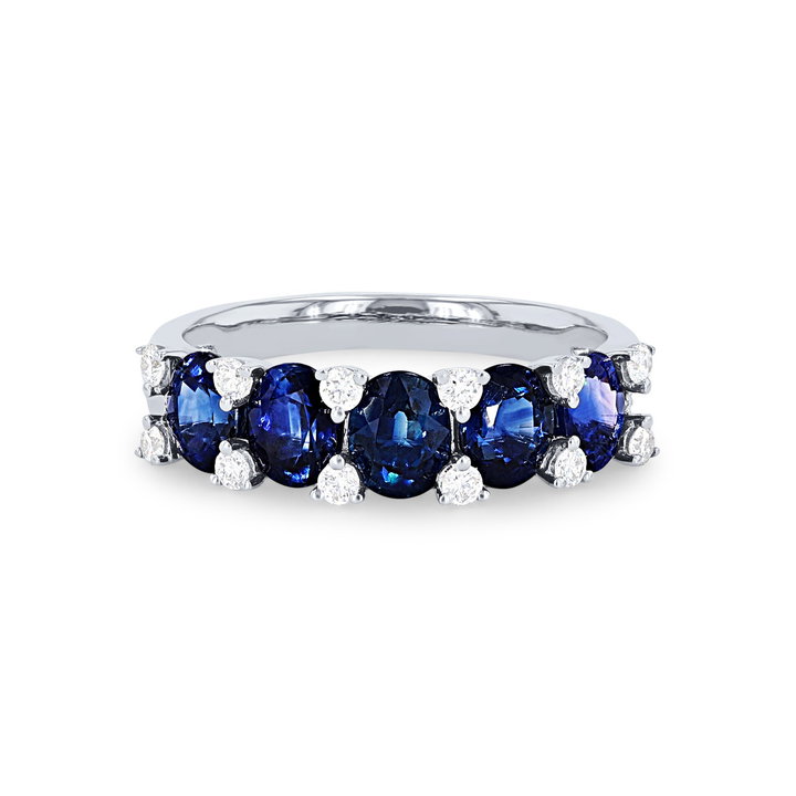 Uneek Oval Sapphire and Diamond Ring In Solid 14K White Gold