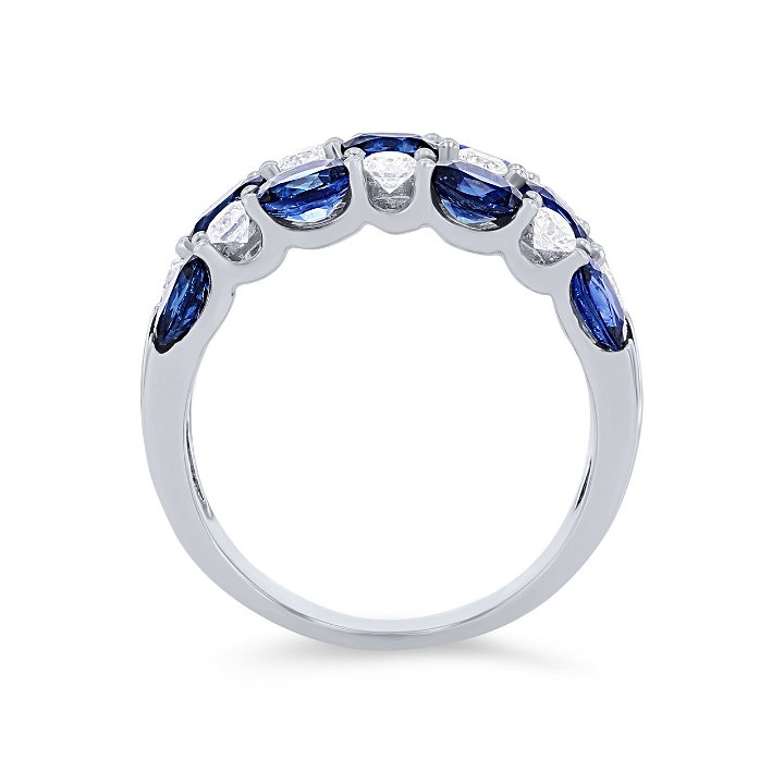 White Gold 18K Uneek Three Row Alternating Sapphire and Diamond Ring