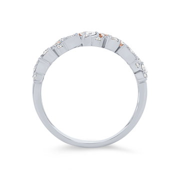 Uneek Three Row Diamond Stackable Ring In White And Yellow Gold 14K