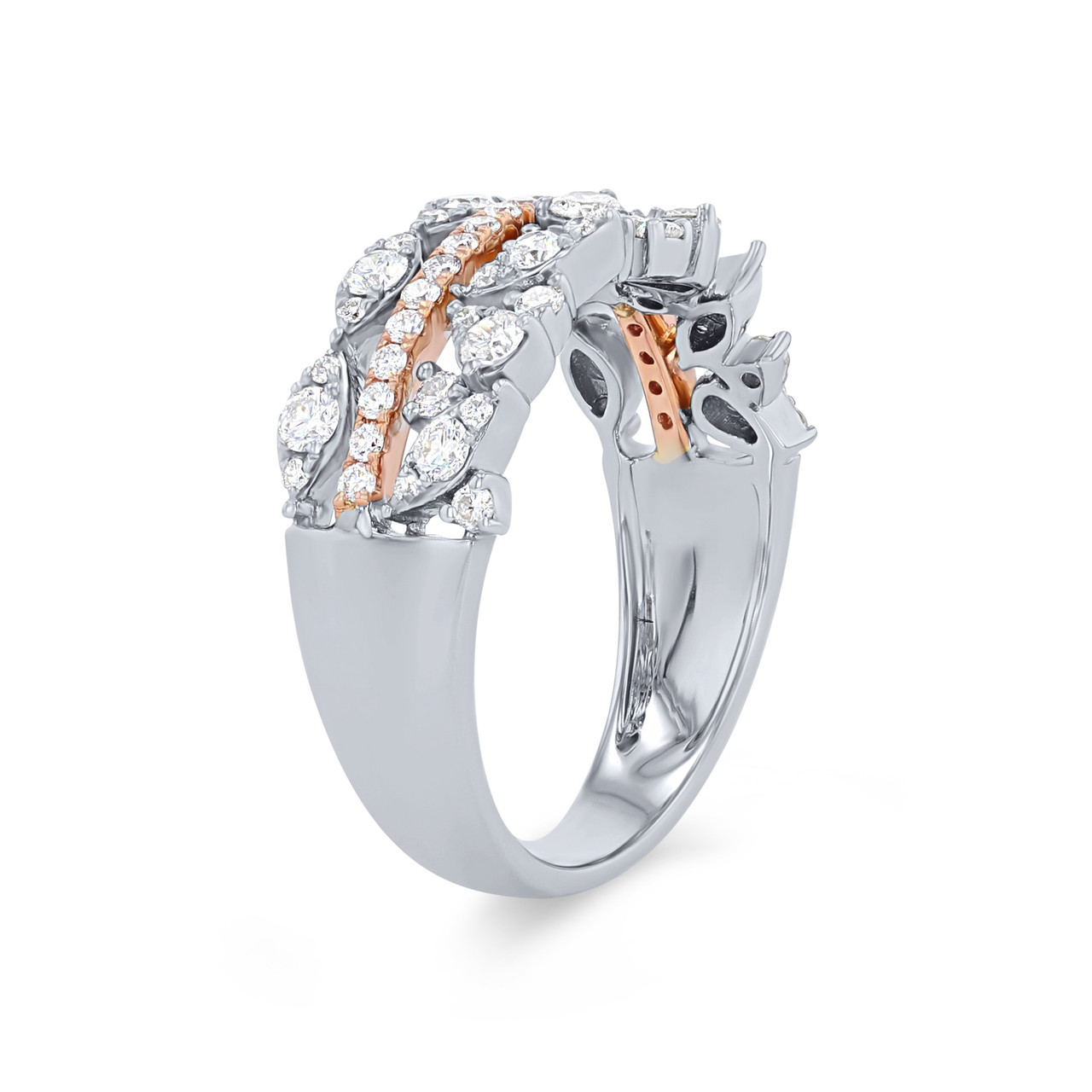 Uneek Three Row Diamond Stackable Ring 1