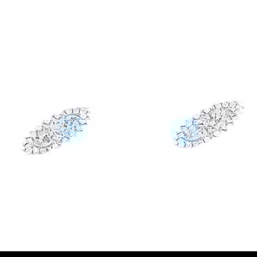 Aquamarine and Diamond Halo Stud Earrings