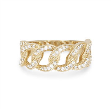 Diamond Curb Chain Link Ring