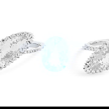 Oval Aquamarine and Diamond Halo Ring