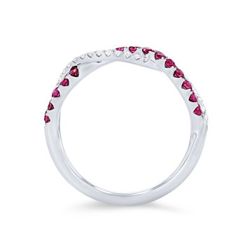 Ruby and Diamond Twist Band In Yellow Gold 14K