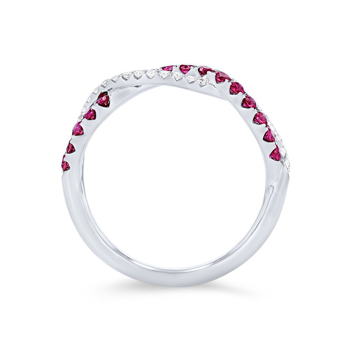 Ruby and Diamond Twist Band In Yellow Gold 14K