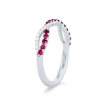 Ruby and Diamond Twist Band In Yellow Gold 14K