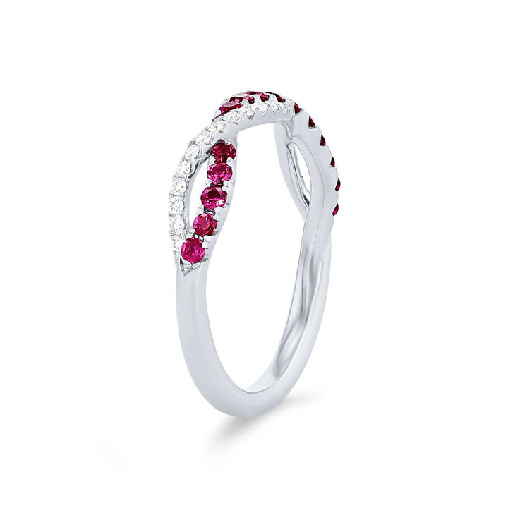 Ruby and Diamond Twist Band In Yellow Gold 14K