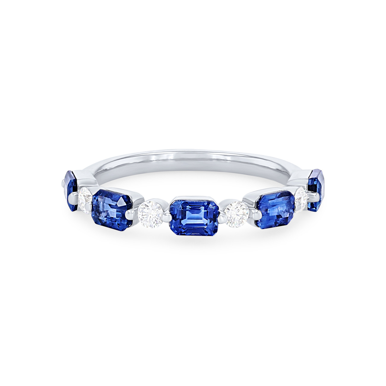 Uneek Single Prong Alternating Sapphire and Diamond Wedding Band 0