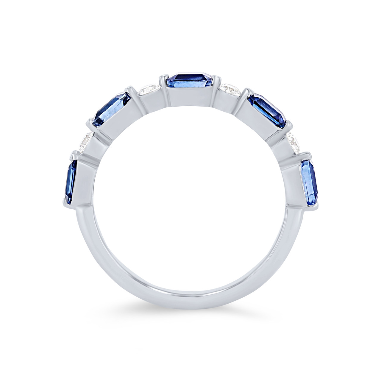 Uneek Single Prong Alternating Sapphire and Diamond Wedding Band 2