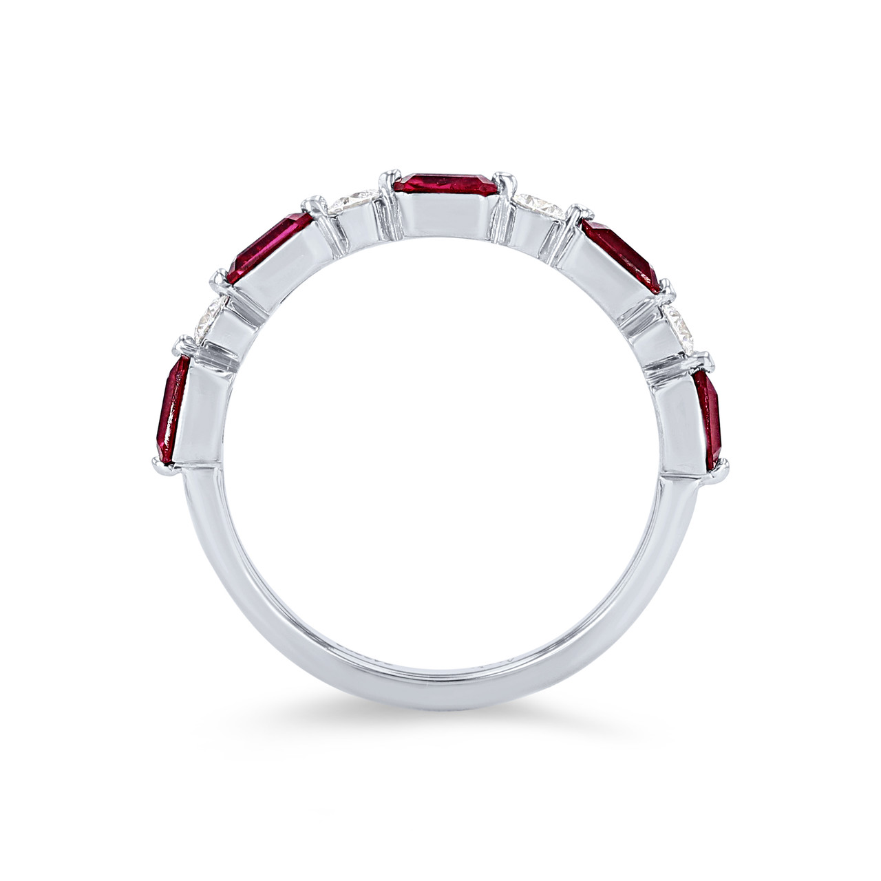 Uneek Single Prong Alternating Ruby and Diamond Wedding Band 2