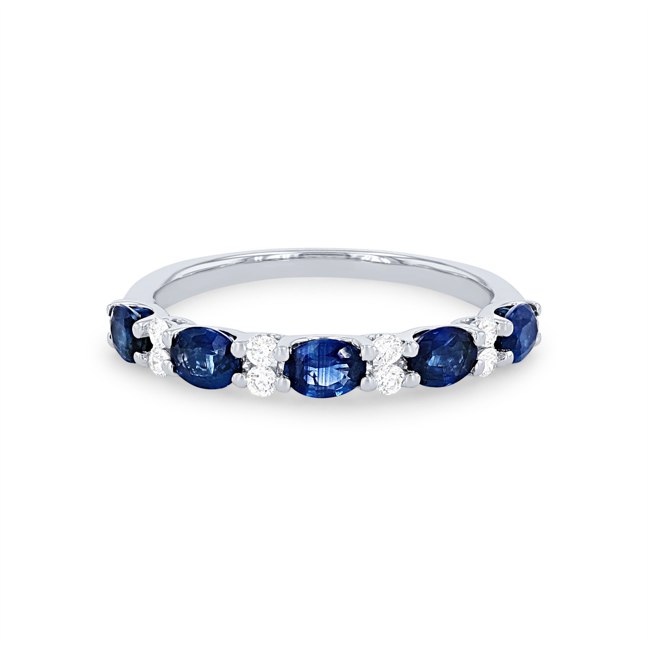 Uneek Oval Sapphire and Diamond Alternating Wedding Band 0