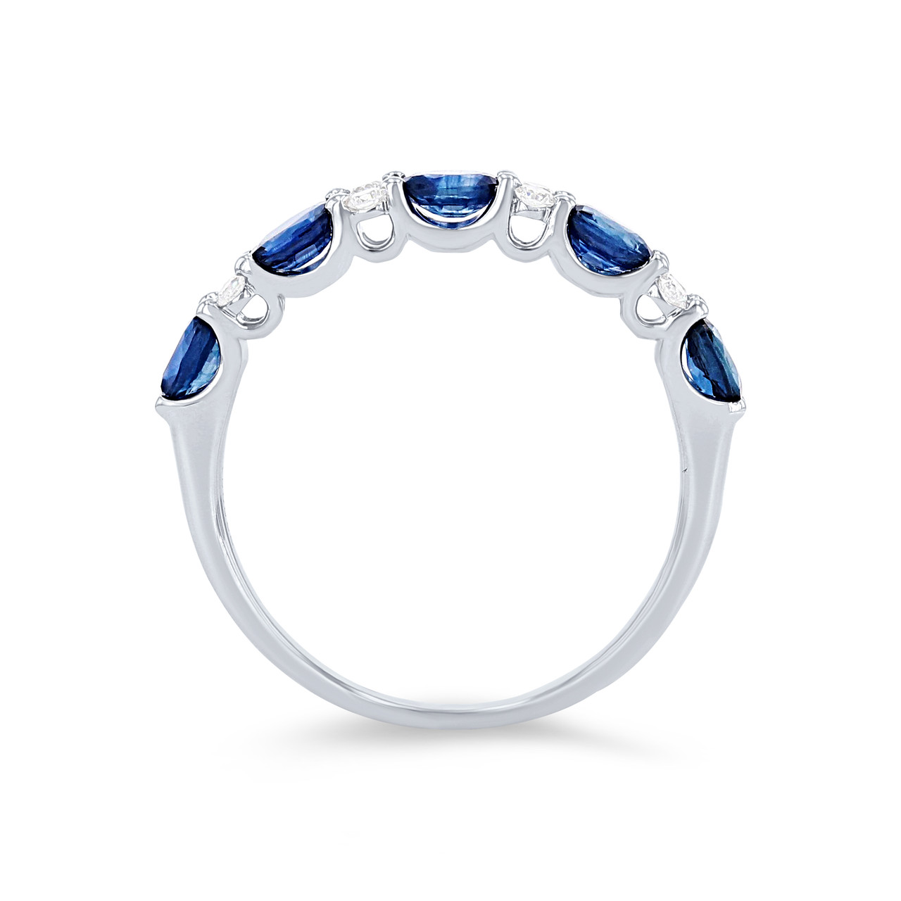 Uneek Oval Sapphire and Diamond Alternating Wedding Band 2