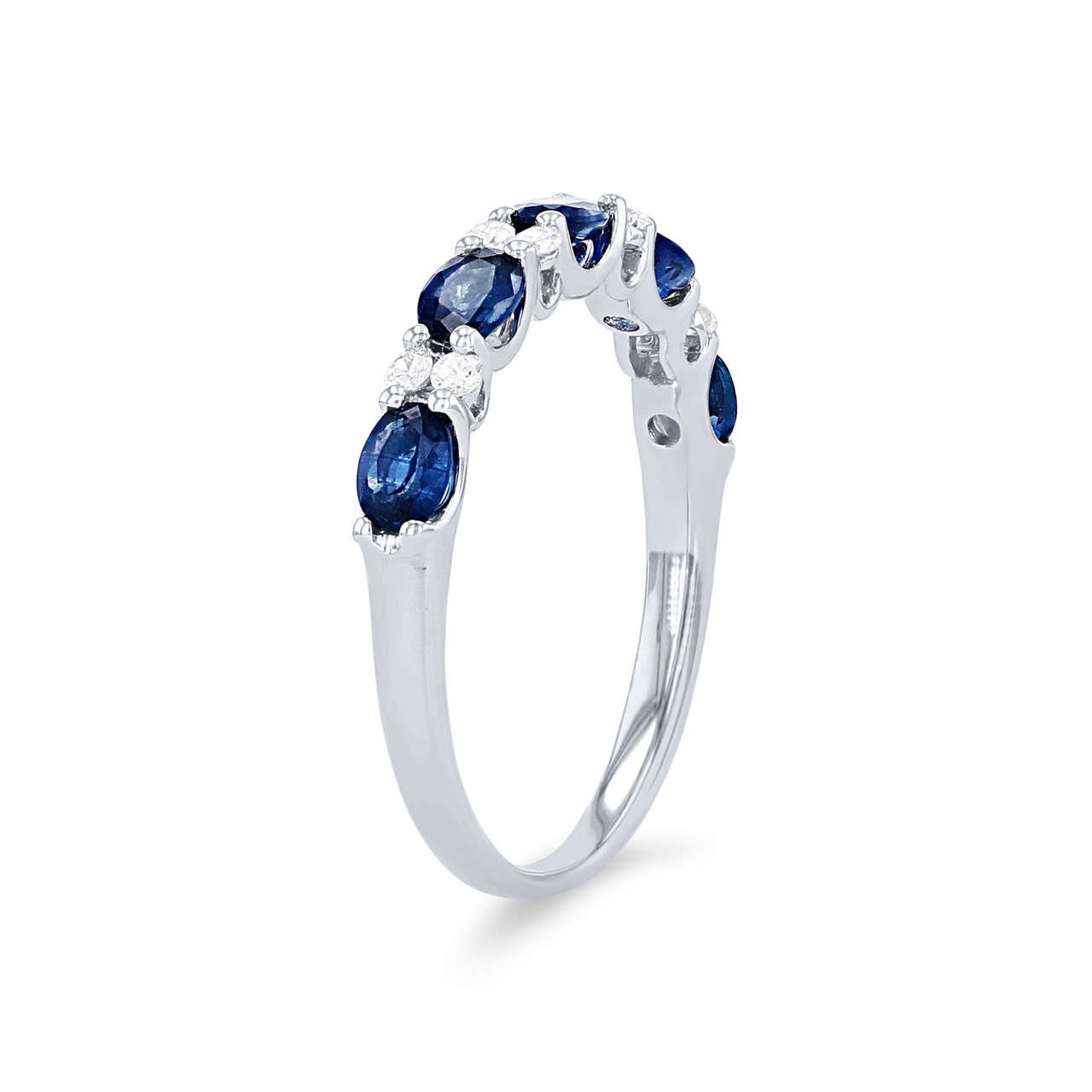 Uneek Oval Sapphire and Diamond Alternating Wedding Band
