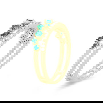 Uneek Emerald and Diamond Two Row Stackable Band