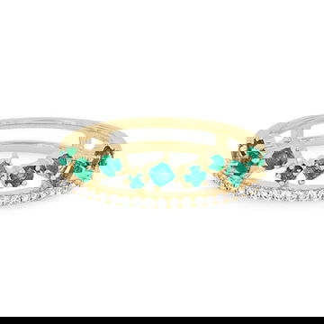 Uneek Emerald and Diamond Two Row Stackable Band