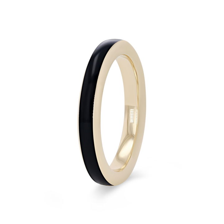 Yellow Gold 14K Michael M. Chroma Black Enamel Ring