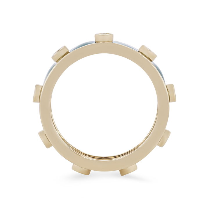 Yellow Gold 14K Michael M. Chroma Green Enamel Bezel Ring