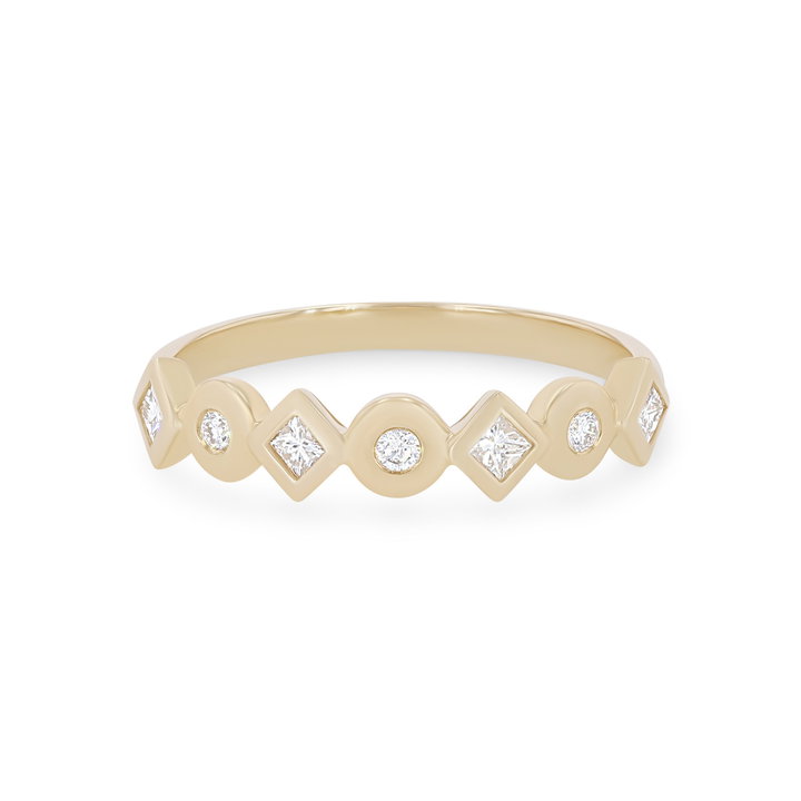 Michael M. Mixed Shape Bezel Ring In Solid 14K Yellow Gold