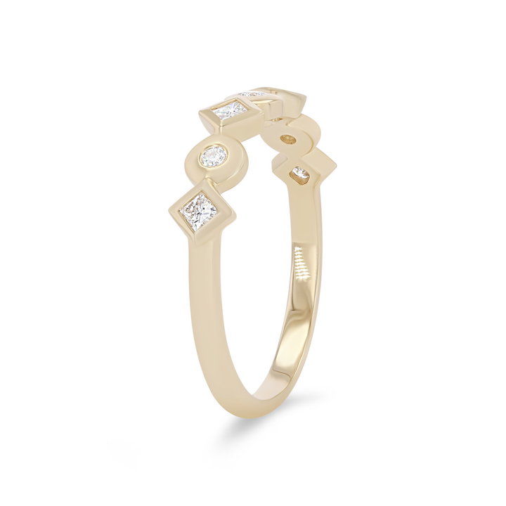 Michael M. Mixed Shape Bezel Ring In Solid 14K Yellow Gold