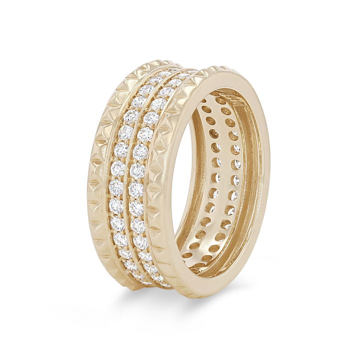 Michael M. Tetra Double Pave Band In Yellow Gold 14K