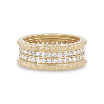 Michael M. Tetra Double Pave Band In Yellow Gold 14K