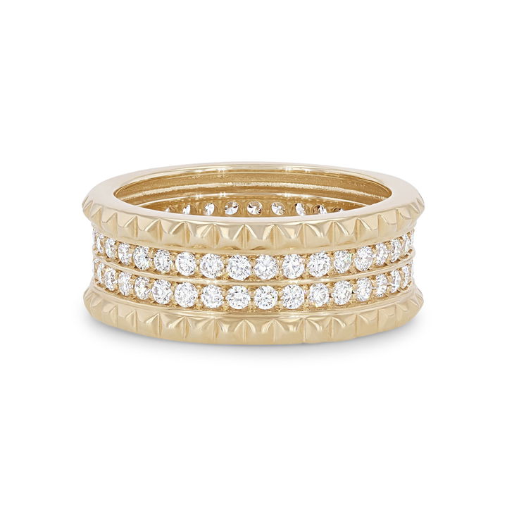 Michael M. Tetra Double Pave Band In Yellow Gold 14K
