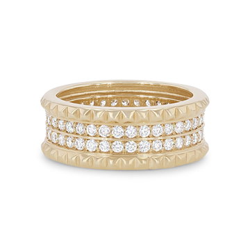 Michael M. Tetra Double Pave Band In Yellow Gold 14K