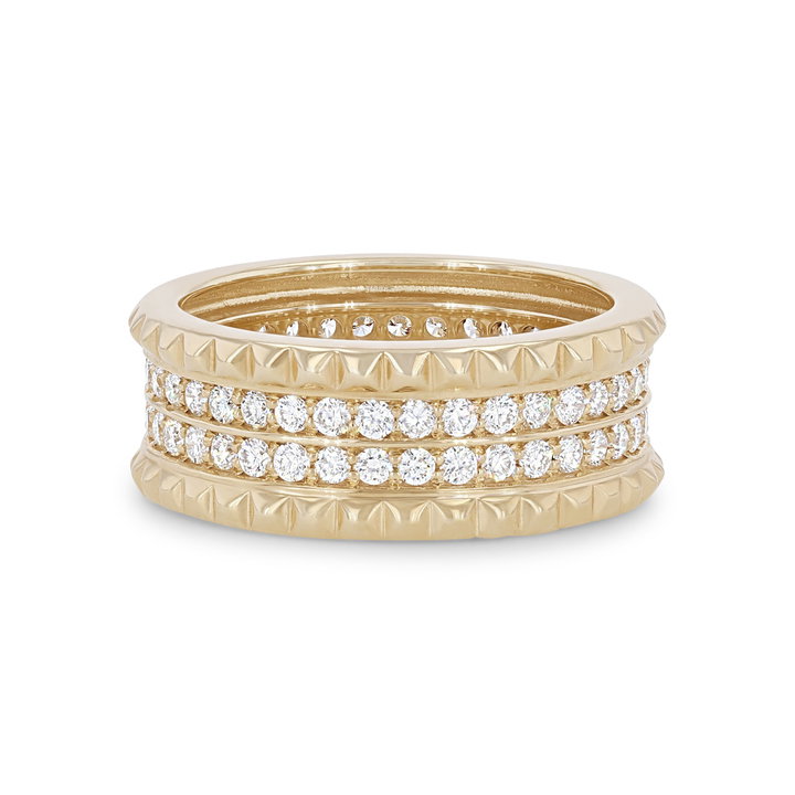 Michael M. Tetra Double Pave Band In Yellow Gold 14K
