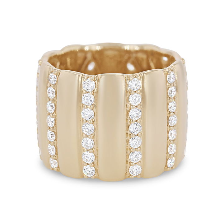 Yellow Gold 14K Michael M. Orb Ribbed Ring