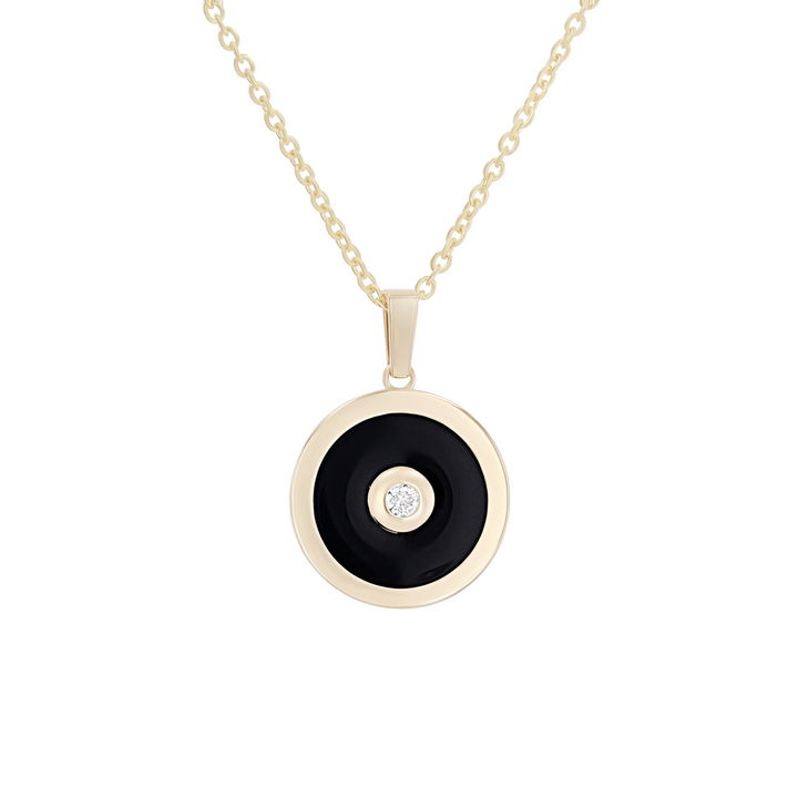 Yellow Gold 14K Michael M. Chroma Black Enamel Bullseye Pendant