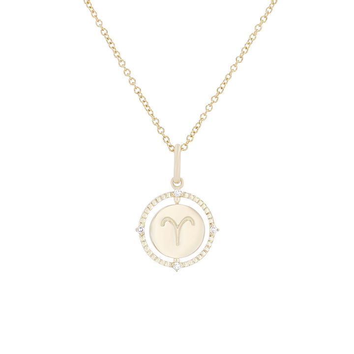 Yellow Gold 14K Diamond Zodiac Pendant Necklace