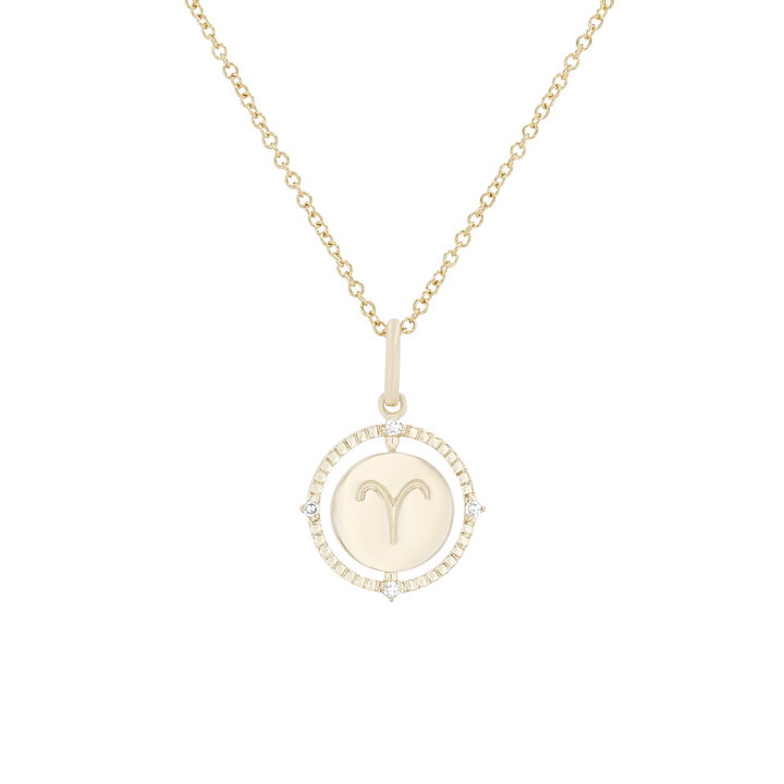 Diamond Zodiac Pendant Necklace In Yellow Gold 14K