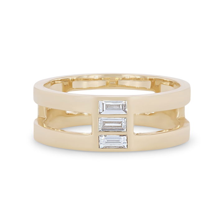 White Gold 14K Baguette Diamond Open Row Ring