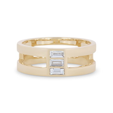 Baguette Diamond Open Row Ring In White Gold 14K