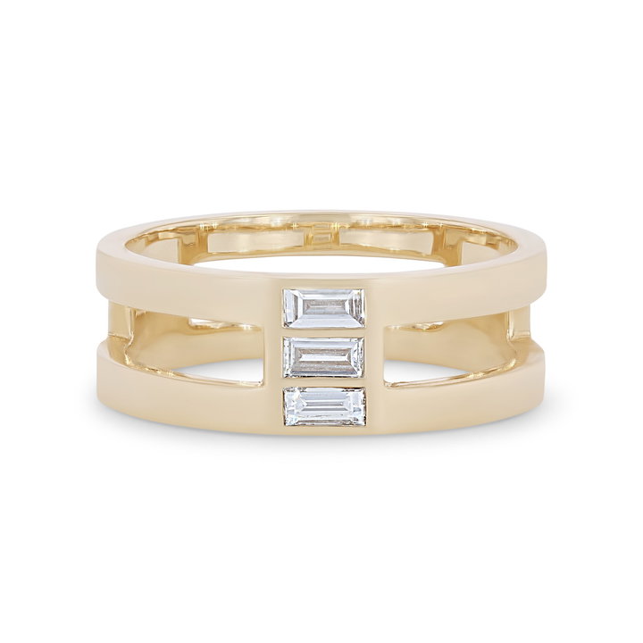 Baguette Diamond Open Row Ring In White Gold 14K