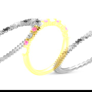 Alternating Diamond and Ruby Wedding Band
