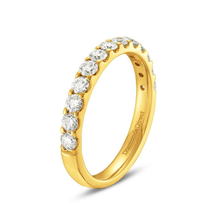 Yellow Gold 14K Essential Diamond Halfway Wedding Band (0.75TW)
