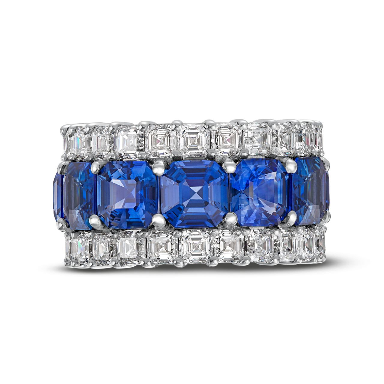 14.25tw Blue Sapphire 7.05tw Diamond Eternity Band