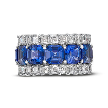 14.25tw Blue Sapphire 7.05tw Diamond Eternity Band In White Gold 18K