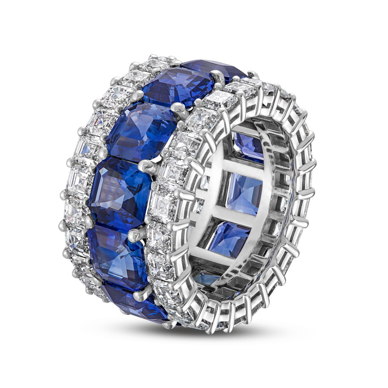 14.25tw Blue Sapphire 7.05tw Diamond Eternity Band