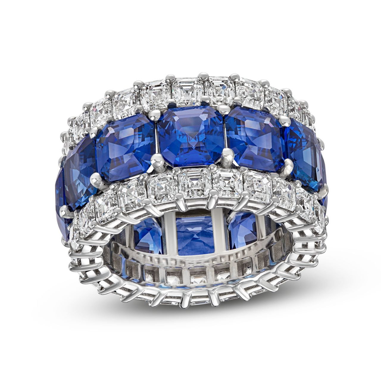 14.25tw Blue Sapphire 7.05tw Diamond Eternity Band
