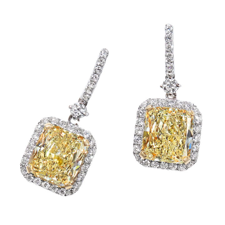 Fancy Yellow Diamond Dangle Earrings