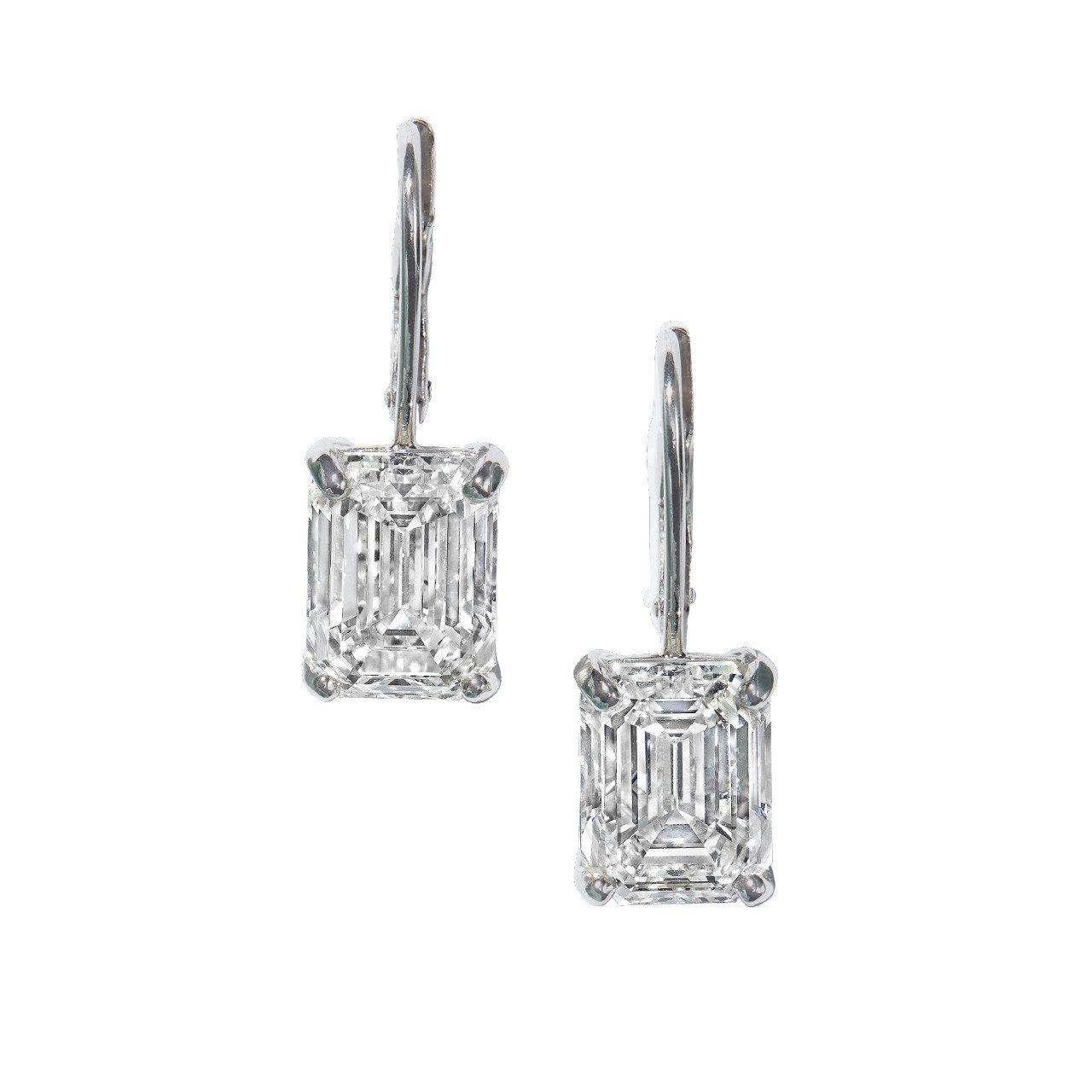 Emerald Cut Diamond Drop Earrings (10tw) 0
